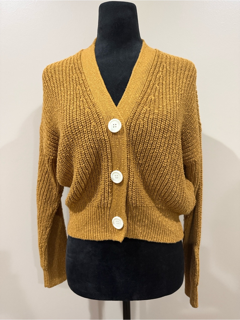 Madewell Greywood Crop Cardigan Sweater in Toffee/Mustard - Picture 1 of 7